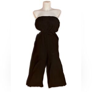 Free People Black Strapless Wide-Leg Jumpsuit Size Small